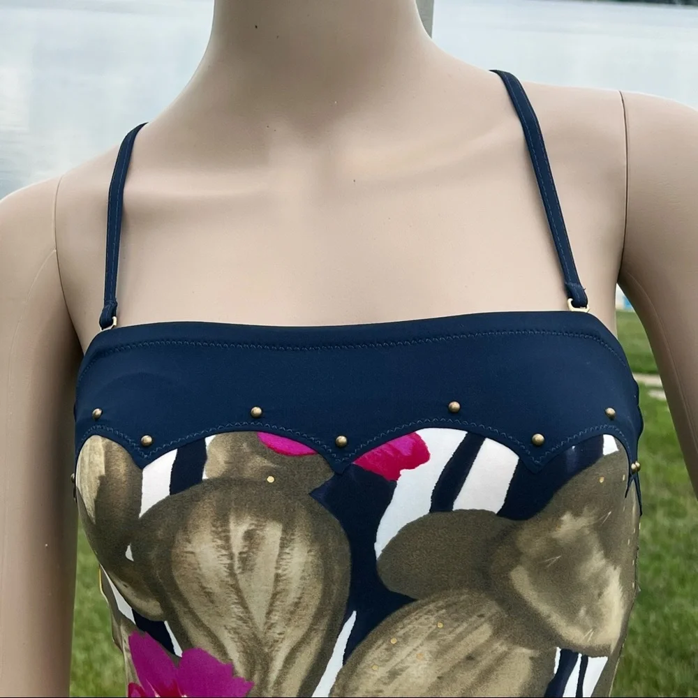 - Gottex Studded Floral Bandeau Maillot! EUC!